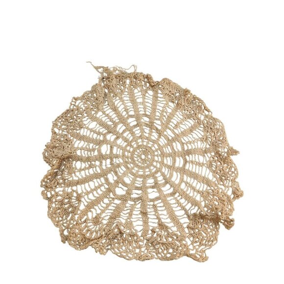 Handmade Beige Crochet Round Doily Table Decor Unfinished With Yarn - Picture 7 of 7